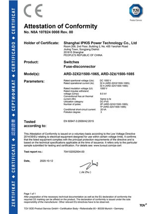 Certificados CE, Fusibles tubulares, Seccionaror fusible